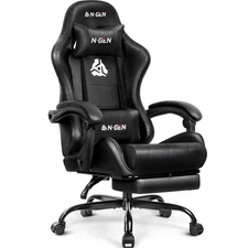 Video Gaming Chair with Footrest Lumbar Support for Home Office High Back Rec...