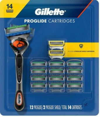 Gillette 12 ProGlide + 2 ProGlide Shield Razor Cartridges Fits Fusion5 Handles