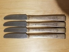  4 ANTIQUE COLLECTIBLE  VINTAGE KNIVES, 8.5",INSICO,HOLLOW HANDLE,SILVER PLATED