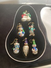 Vintage Snowman Christmas Ornaments 6 In Iridescent Box