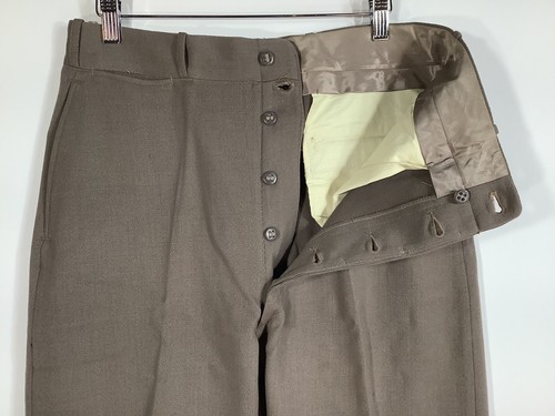 WW2 U.S. Military Khaki Wool Drab Gabardine USMC Officer's Trousers 31x30 QM Tag - Picture 7 of 10