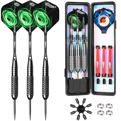 CyeeLife 28g Steel tip darts with Carry Case,Extra Dart Shafts+Flights+Tool