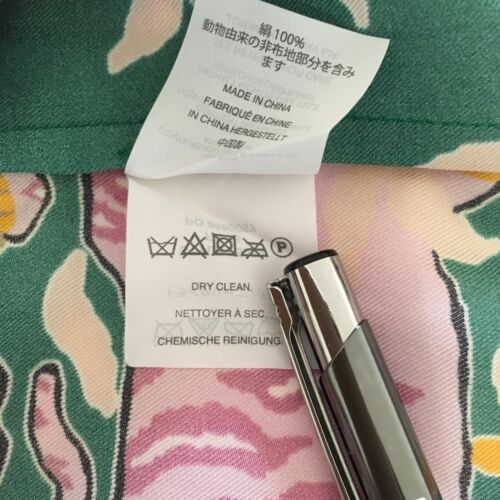 J.Crew Collection Drake's Silk Pajama Shirt Green Pink Bengal Tiger F5989 Sz 4 - Picture 16 of 18