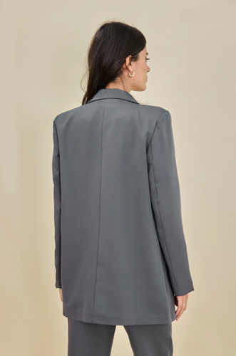 Women Casual Oversized Longline Double Breasted Lightweight Plunge Neck Blazer. - Picture 14 of 36