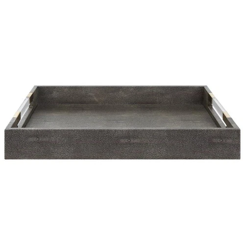 Uttermost Wessex 19x14" Contemporary Wood Tray in Gray and Aged Gold - Picture 3 of 7