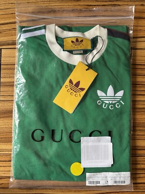 GUCCI x ADIDAS long T-Shirt Green cotton long sleeve trefoil