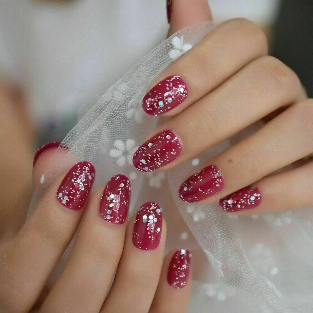 Mary-press on Nails-luxury Nails-red Xmas Nails-red Nails-red Glitter Nails-glitter  Press on Nails-french Nails-glue on Nails-red-gifts - Etsy