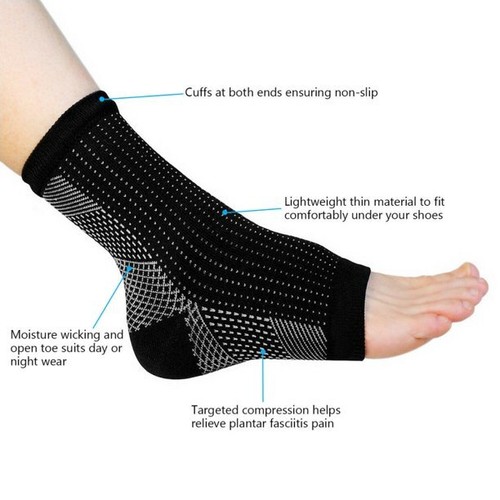 2 Pair Foot Sleeve Plantar Fasciitis Compression Socks Achy Swelling Heel Ankle - Picture 6 of 21