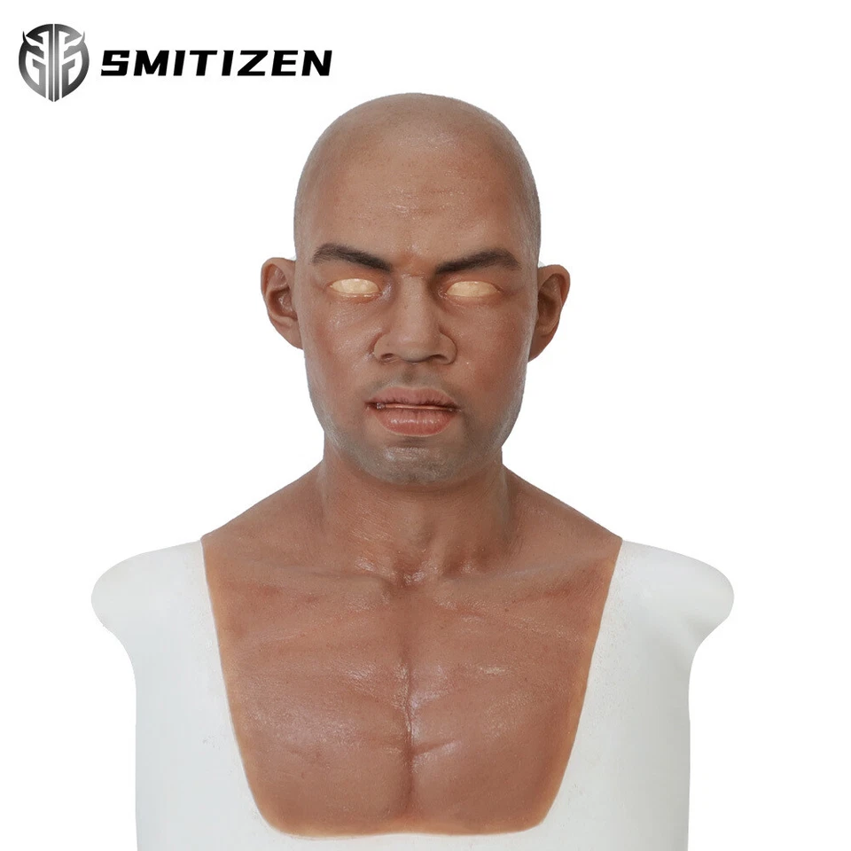 Máscara de cabeza realista de silicona SMITIZEN + guantes de mano humana para disfraces gay cachorro amor Foto 2 de 4