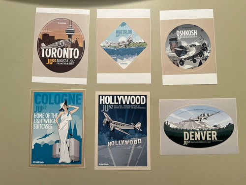 Rimowa City Sticker set (x6) Cologne Hollywood Toronto Oshkosh Denver Waterloo