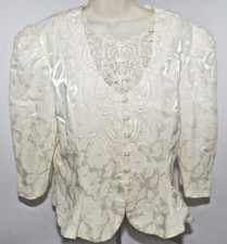 VTG David Rose Ivory Rose Buttons Lace Wedding Evening Jacket Womens 16 USA Made