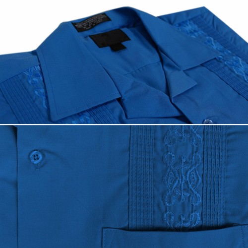 vkwear Men's Guayabera Cuban Beach Wedding Casual Short Sleeve Dress Shirt - Picture 36 of 48