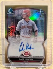 2023 Bowman Chrome Cade Hunter RC Rookie First Gold Refractor Auto #'d /50 Reds