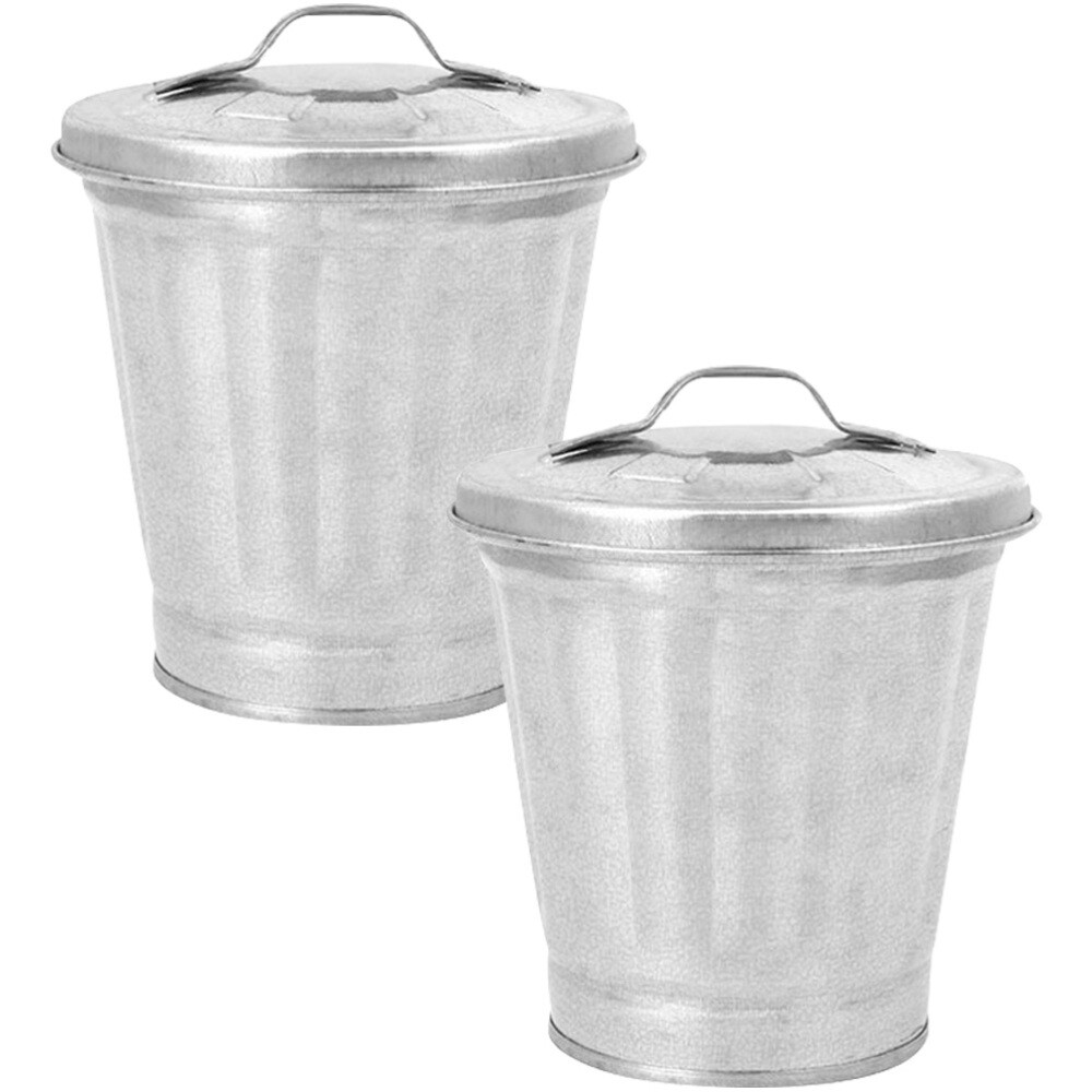 2 Pcs Mini Trash Can Buckets Bin with Lid Garbage Storage Crate