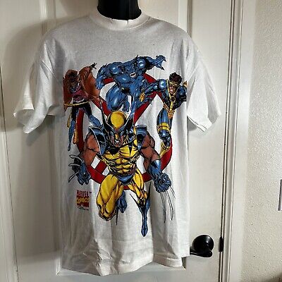 T-shirt usine graphique vintage années 90 Marvel X-Men adulte Lg blanc point unique USA neuf