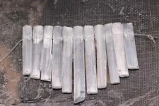 Natural Selenite Graduated Slice Stick Points Beads 30-50mm 11 Pcs/Set