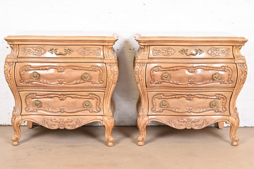 Grosfeld House Style French Provincial Louis XV Carved Bleached Walnut Chests - Picture 2 of 11