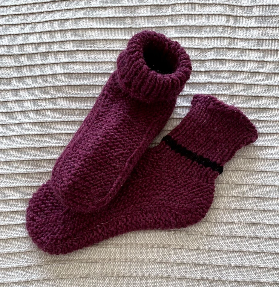 1 paar Handgestrickte dicke Socken Puschen Sofasocken Gr. 33 / 34 - Bild 3 von 4