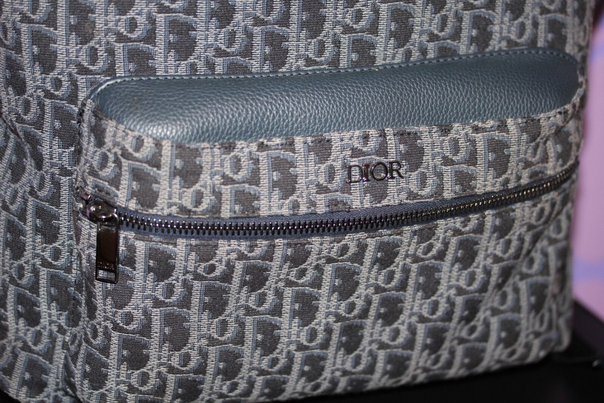 CHRISTIAN DIOR Oblique Rider Backpack Navy Blue Jacquard Canvas