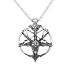 Pentagram Goat Head Pendant Necklace with Horns Silver Vampire Gothic Spiritual