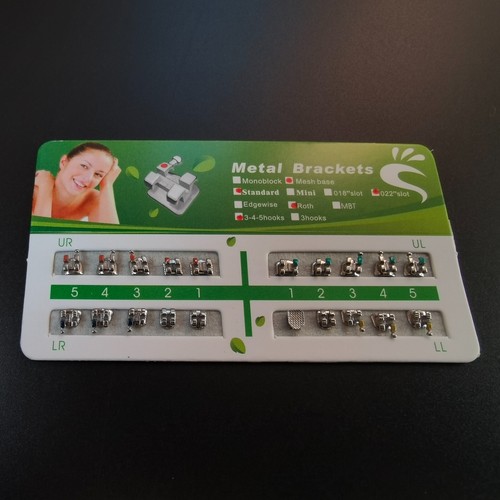 2 X Ortodoncia Dental Metal Brackets Estándar Roth 022 Ranura Ganchos 345 - Imagen 3 de 5