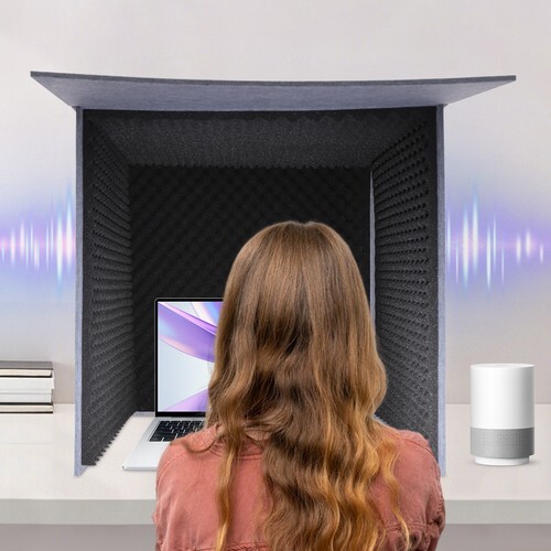 Schalldichte Kabine Tragbar Studio Tonaufnahme Desktop Schalldichte Abdeckung Schwarz - Bild 4 von 24