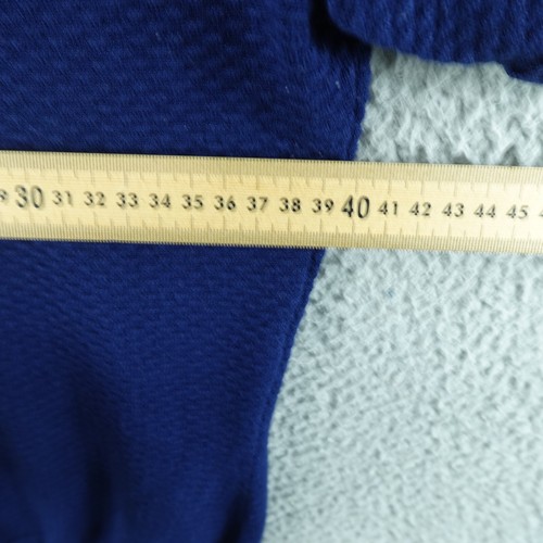 Review Womens Top 12 Blue Short Sleeve Knit Roll Sleeve Navy Work Career Office - Picture 4 of 7