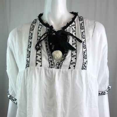 Zara TRF Collection XS White Embroidered Floral Cotton Gauze