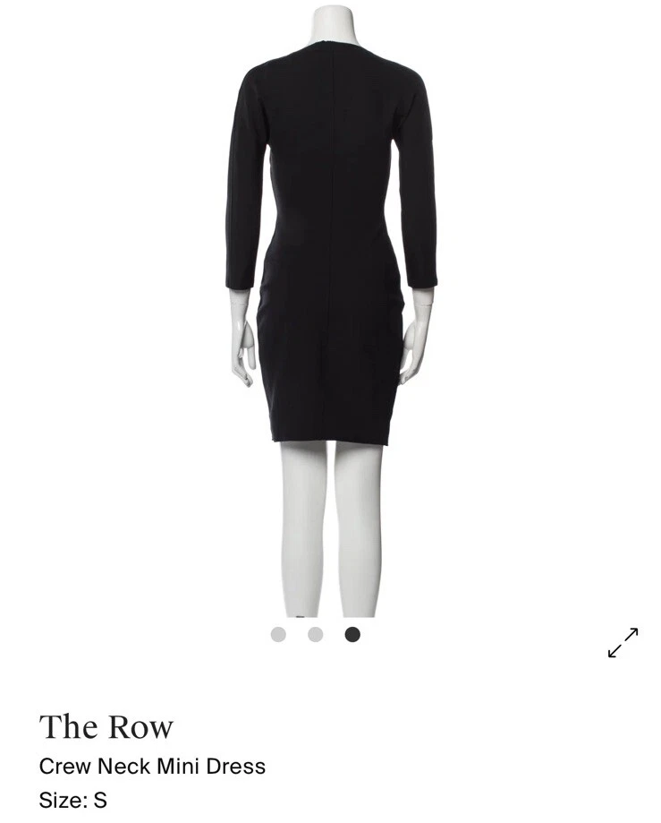 Vestido THE ROW Negro Algodón/Nylon/Elástico 3/4 Manga Corta Larga Talla Pequeña ¡Tan Elegante! Foto 3 de 3