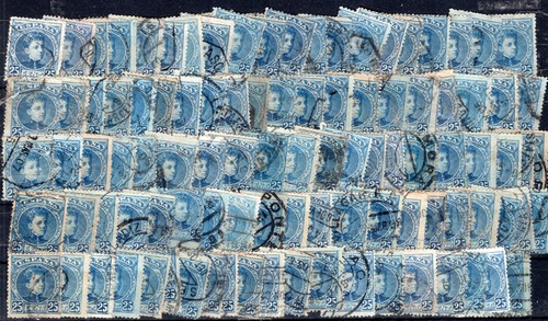 SPAIN, YV # 218, 103 STAMPS, FOR STUDY, GOOD CANCELS