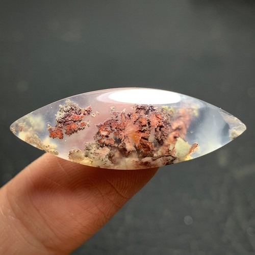 Scenic Moss Plume Agate Cabochon 34x12x5mm High Quality 15 ct - Picture 6 of 6