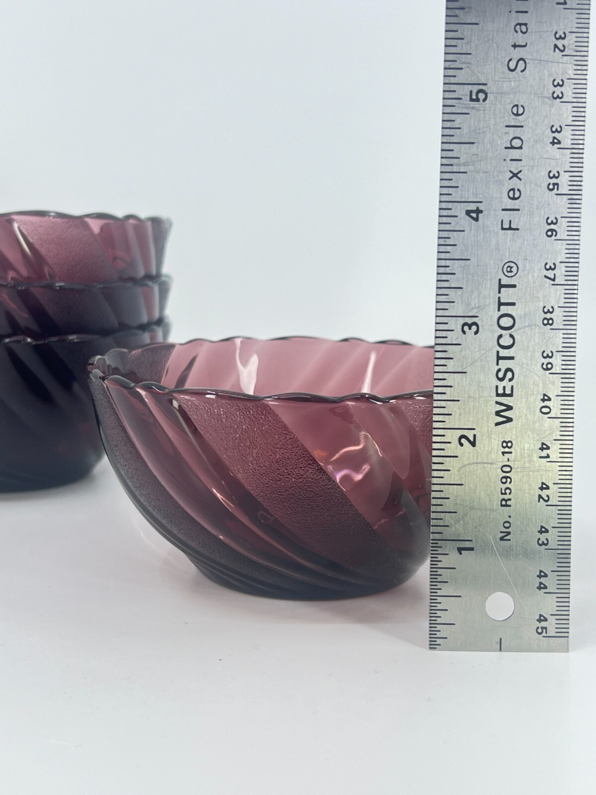 4 Vintage Duralex Amethyst Swirl France Bormioli Rocco French MCM Bowls 4.5"D