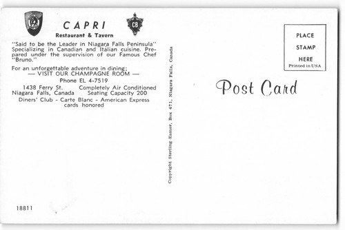 Letrero de neón vintage de postal Capri Restaurant & Tavern Niagara Falls Canadá - Imagen 2 de 2