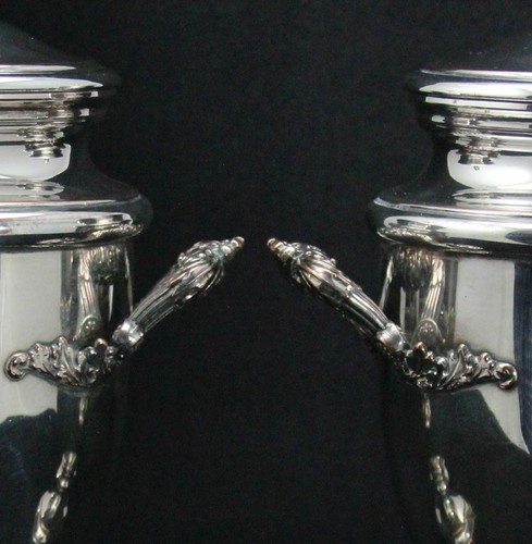 2x antike 19jh Silberplatte Kassanussvase, Kastanie, Deckelvase, ca. 1840 - Bild 8 von 12