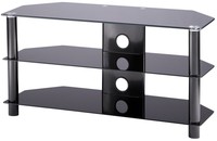 Alphason Black Glass Tv Stand With Black Legs And Cable Management For 14 - 42 Alphason Black Glass Tv Stand With Black Legs And Cable Management For 14 - 42