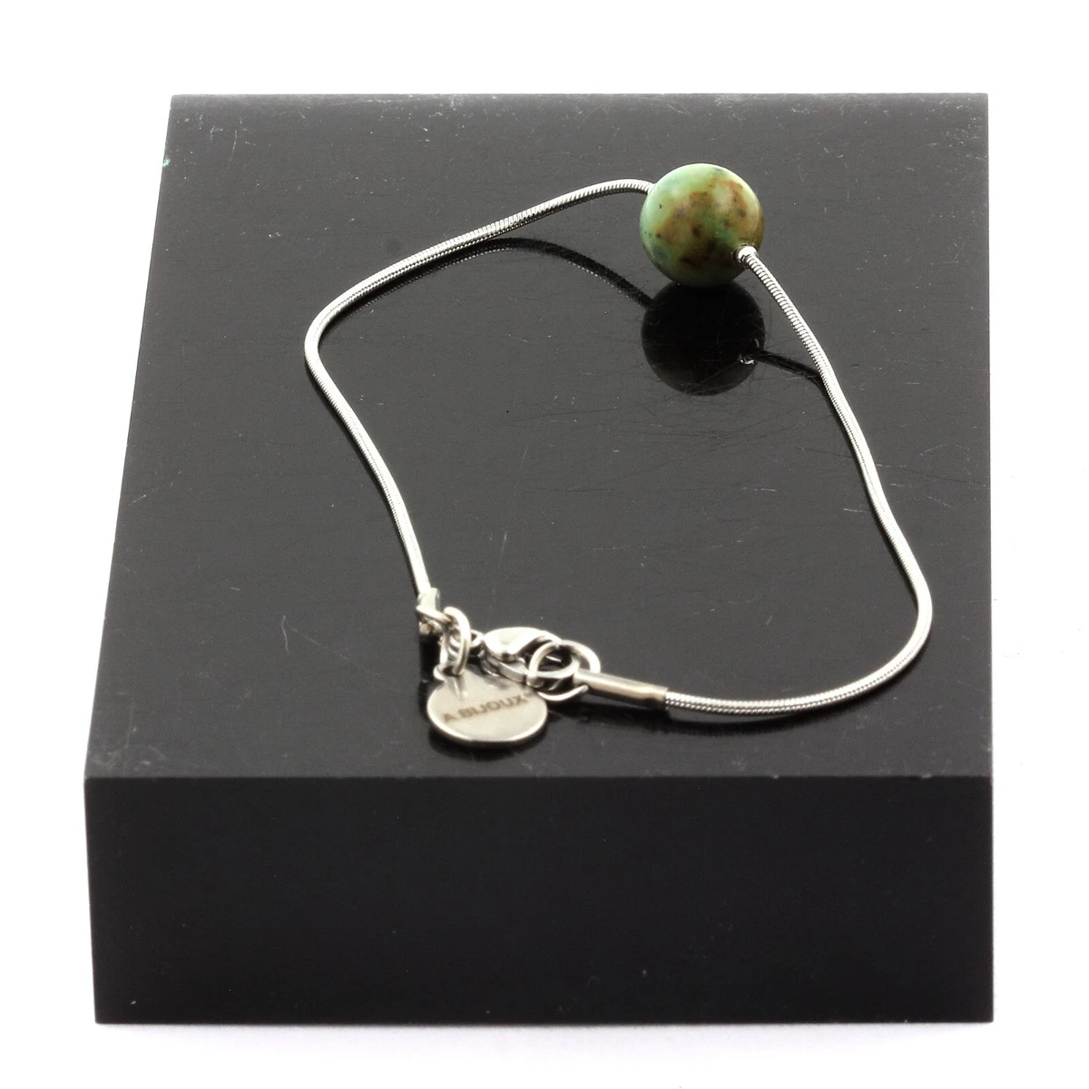 Bracelet Forçat Femme – Oeil Bleu Nacre 8mm – Argent Massif 925 – 18 Cm – Neuf