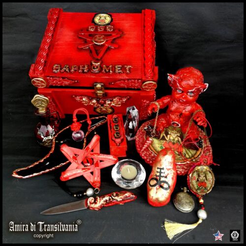 antique doll rare ooak satan baphomet lucifer satanic box ritual newborn puppet  - Picture 1 of 12