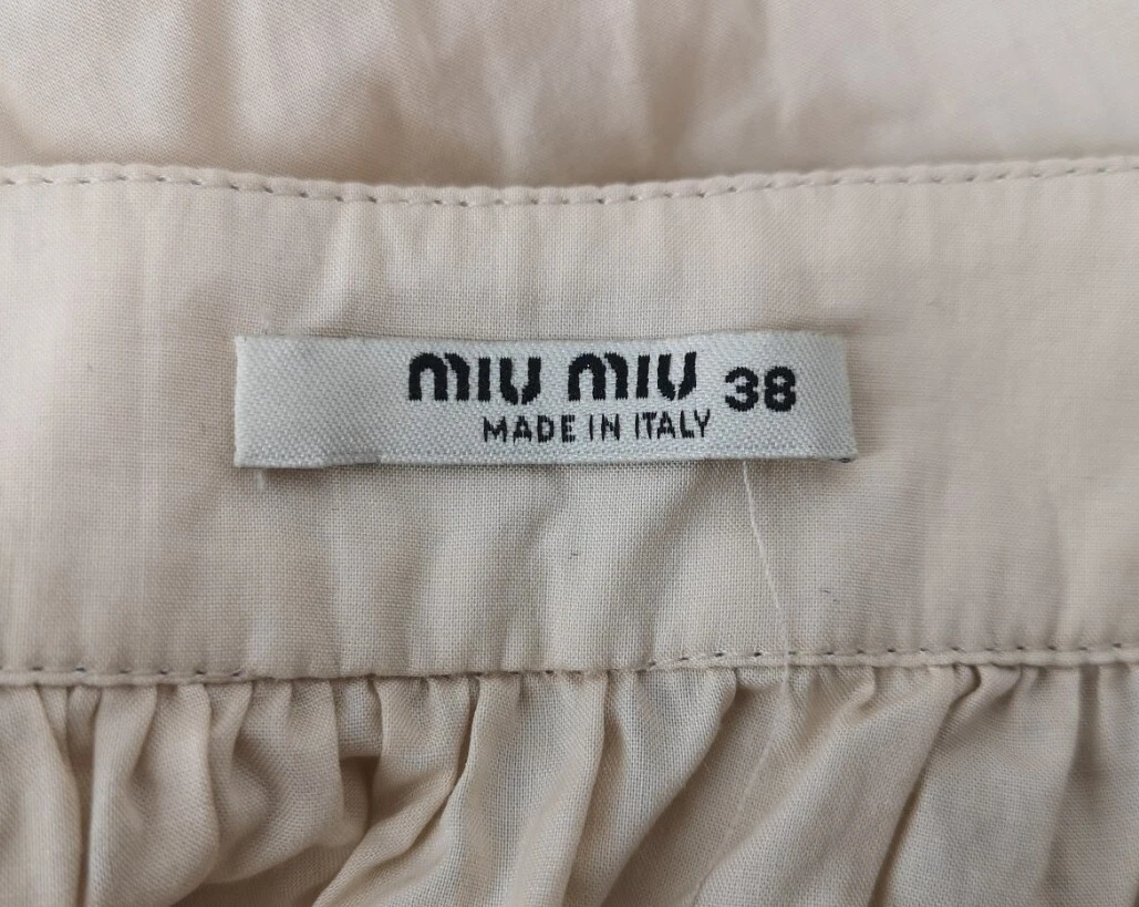Abito Miu Miu donna beige dettaglio cravatta cotone taglia IT 38 UK 6 Ottimo