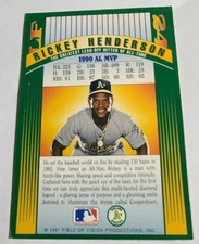Rickey Henderson Hologram Card and Silver Star Ticket 1991 #010372