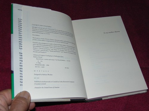 1994 SIGNED 1st ED. HB/DJ BOOK: "BARREL FEVER" BY DAVID SEDARIS - Picture 5 of 8