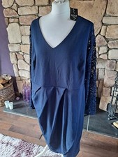 Quiz Curve Lace Sleeve, Wrap Skirt Dress Navy Size 22 BNWT RRP £32.99