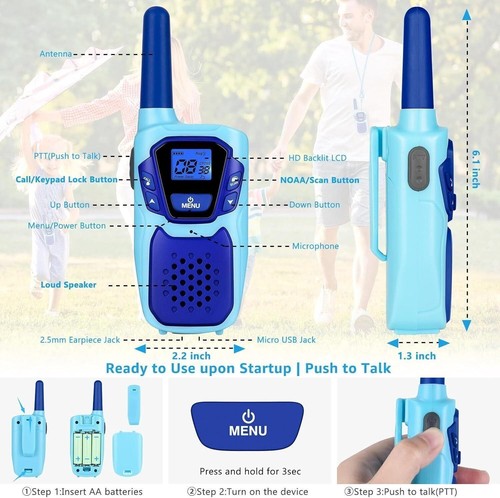 Family Walkie Talkie Set of 2 Long Range for Kids & Adults. Safety Kids. - Zdjęcie 4 z 4