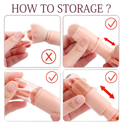Set pennello trucco polvere ombretto evidenziatore labbra mini viaggio retrattile 4 in 1 U - Foto 2 di 12