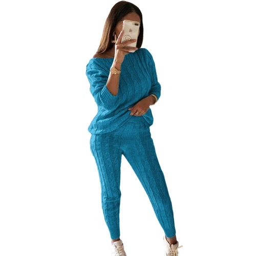 Women Cable-knit Loungewear Sweater & Pants Set Casual Outfits 2 Pcs Size - Picture 39 of 45