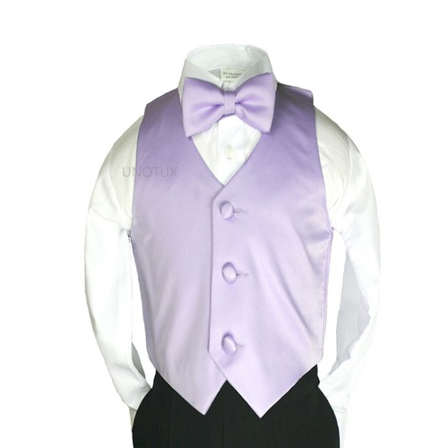 2pc Satin Vest Bow Tie Set for matching Baby Toddler Teen Boy Suit Tuxedo S-14 - Picture 28 of 47
