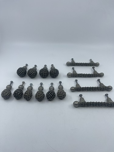 Anne At home Chamberlain Pewter & Brass Insert Pulls Knobs Hardware 13 Piece Lot