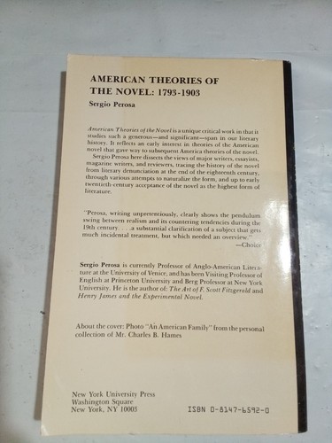 American Theories of the Novel : 1793-1903 by Sergio Perosa Paperback  - Picture 2 of 12