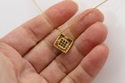 Tsavorite Pendant Diamond Square Pendant 18k Yellow Gold — photo 4