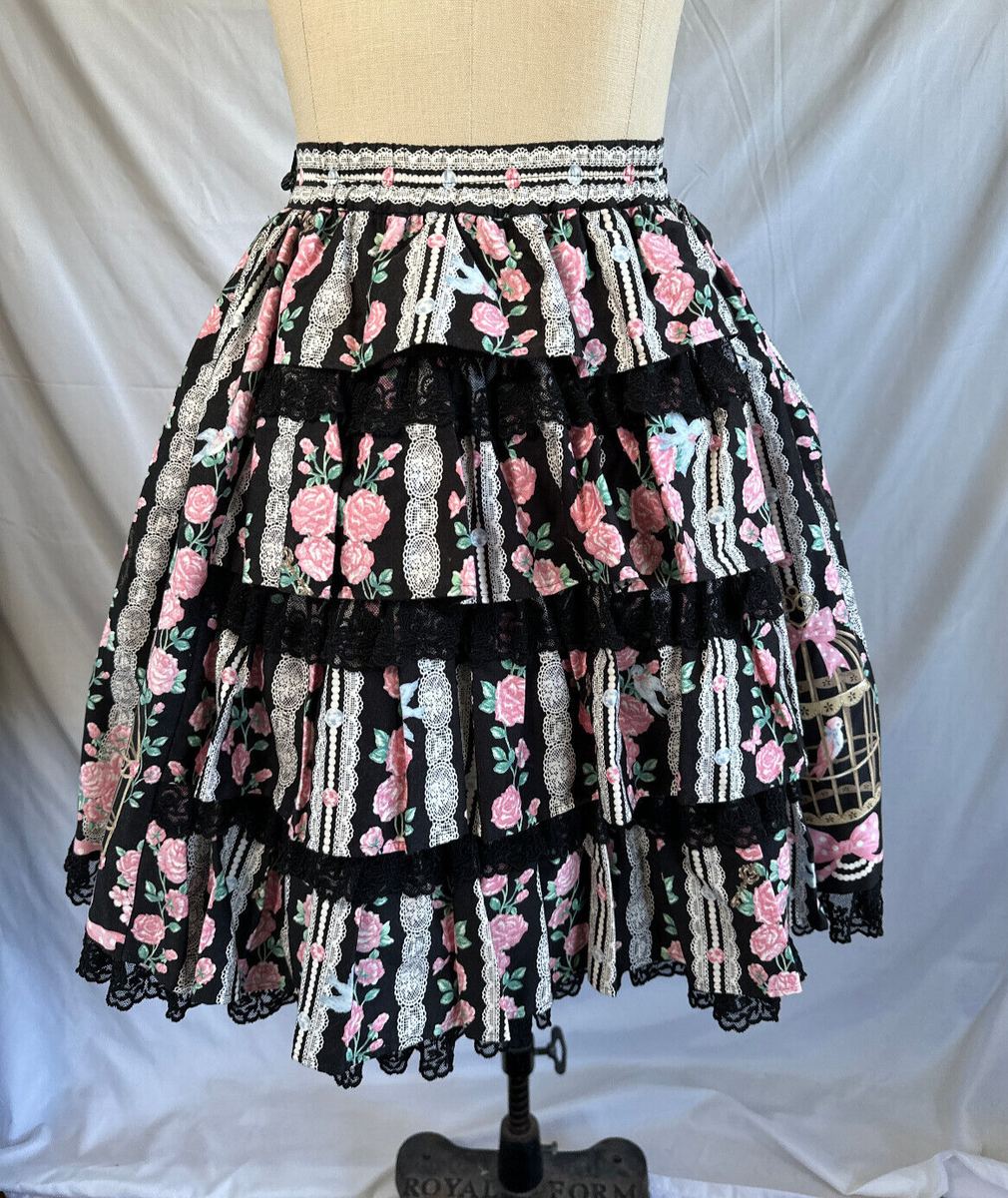 ANGELIC PRETTY Black Rose Birdcage Mini Lolita Skirt Japanese