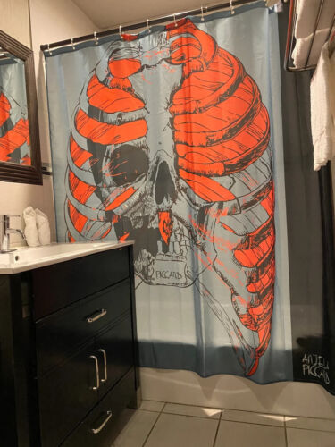 Skull Skeleton Rib Shower Curtains 180 X 180cm Hooks Included Reinforced Eyelets - Picture 1 of 1